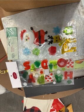 Holiday Gel Window Clings - Santa & Reindeer in Red, Green, Yellow